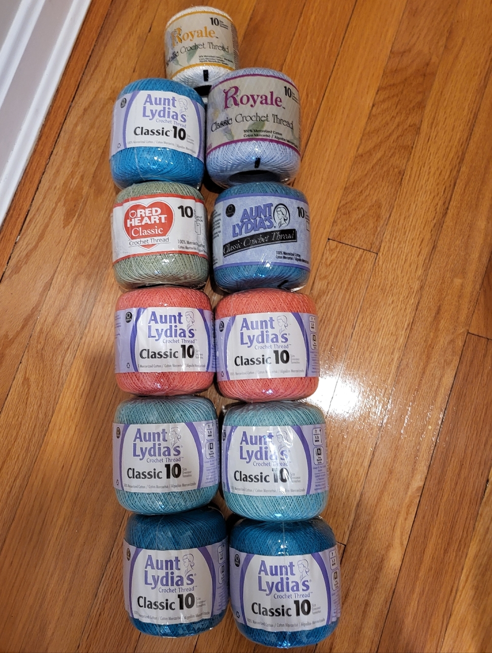 Aunt Lydia's Classic 10 Crochet Thread Bundle - Assorted Pastel & Bright Colors